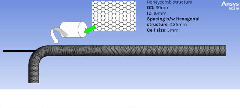 3D tetrahedral mesh with the honeycomb detail