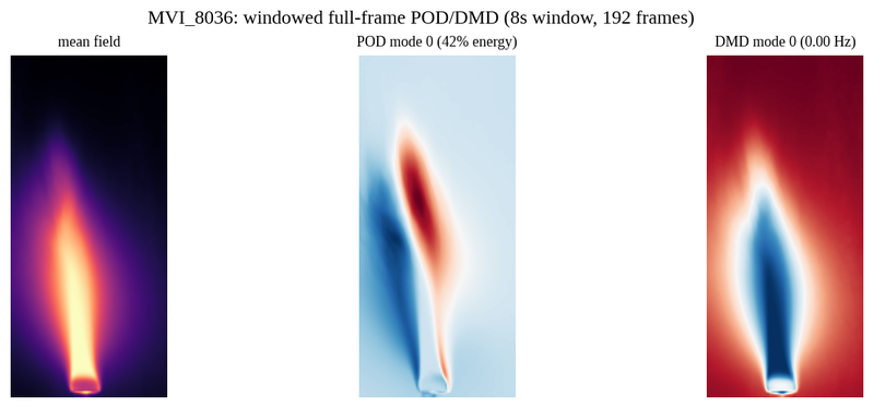 Windowed POD/DMD modes