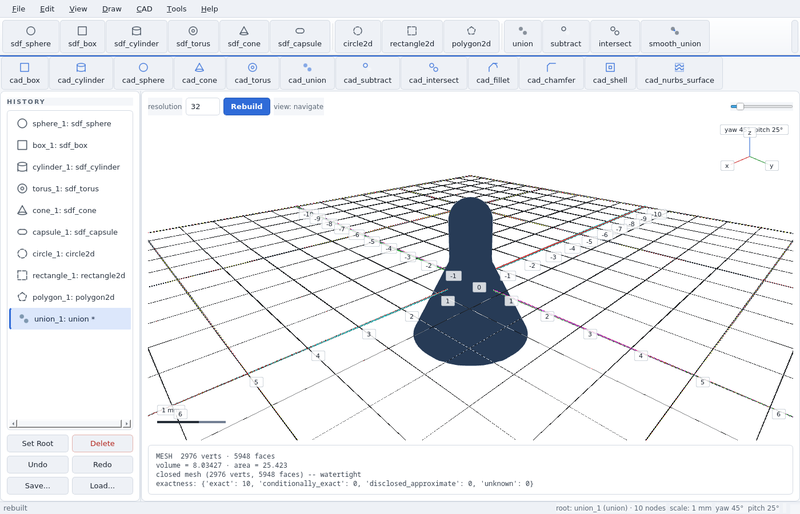GeoStudio screenshot (toolbar run): union