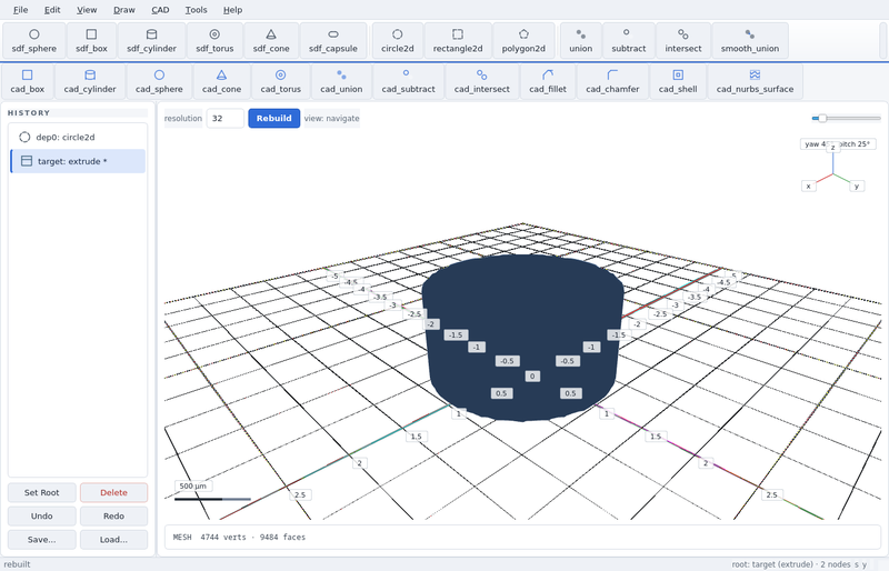 GeoStudio screenshot (sandbox run): extrude