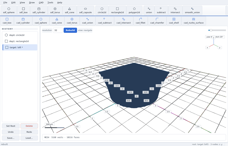 GeoStudio screenshot (sandbox run): loft