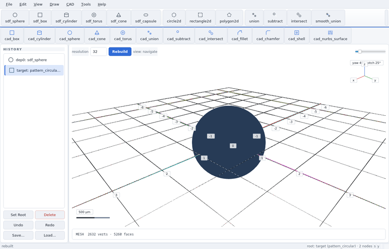 GeoStudio screenshot (sandbox run): pattern circular