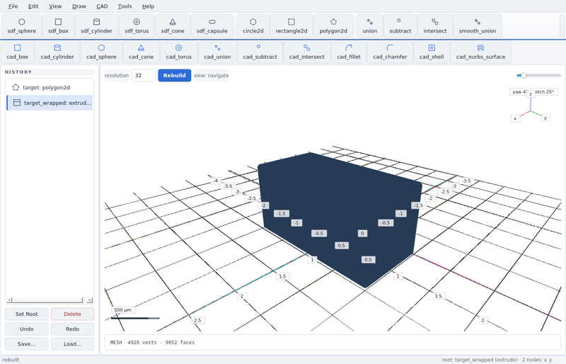 GeoStudio screenshot (sandbox run): polygon2d