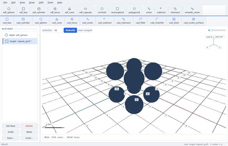 GeoStudio screenshot (sandbox run): repeat grid