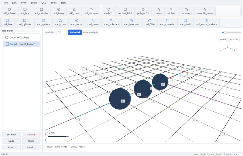 GeoStudio screenshot (sandbox run): repeat linear