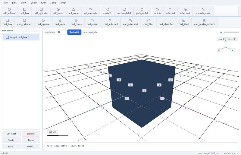 GeoStudio screenshot (sandbox run): sdf box