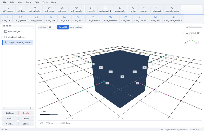 GeoStudio screenshot (sandbox run): smooth subtract