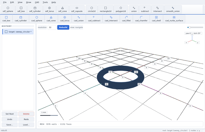 GeoStudio screenshot (sandbox run): sweep circular
