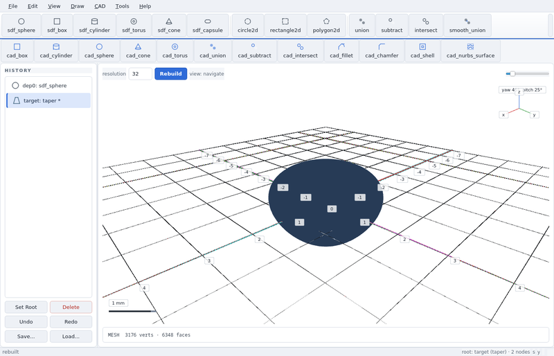 GeoStudio screenshot (sandbox run): taper