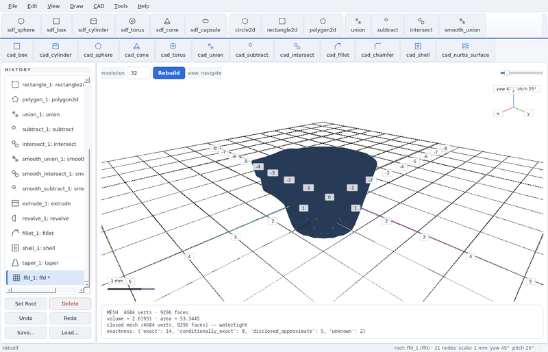 GeoStudio screenshot (toolbar run): ffd
