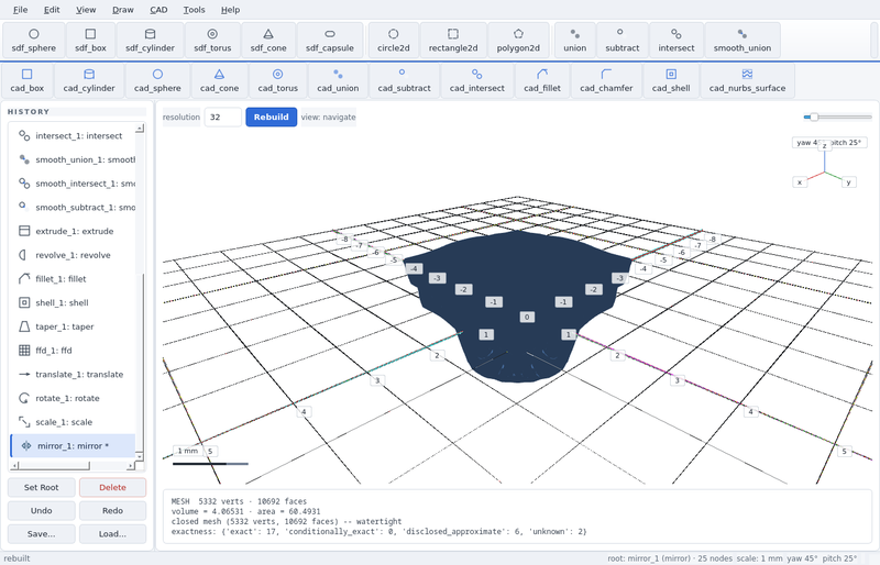 GeoStudio screenshot (toolbar run): mirror