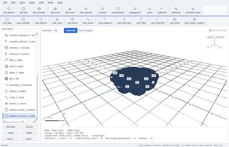 GeoStudio screenshot (toolbar run): pattern circular