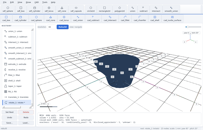 GeoStudio screenshot (toolbar run): rotate